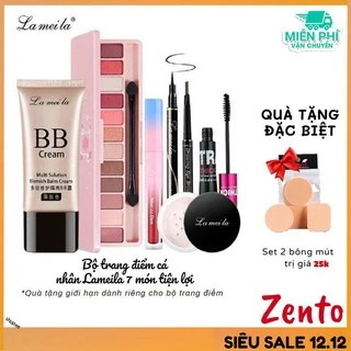 Bộ trang điểm đầy đủ LAMEILA 7 món makeup đầm nữ xinh Kem BB, Phấn phủ, Phấn mắt, Mascara, Kẻ mày, Kẻ mắt nước, Son kem