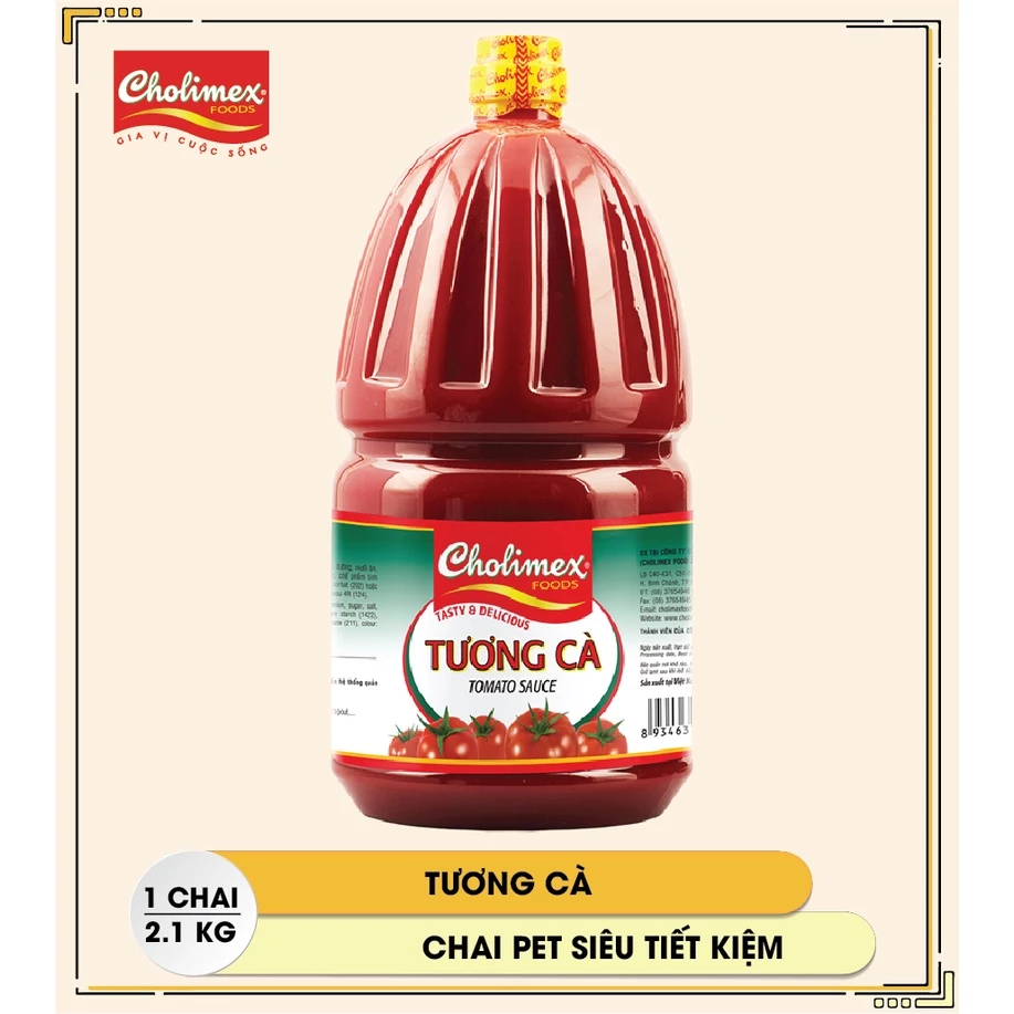 Tương cà Cholimex chai pet 2.1kg - 70% cà chua tươi nguyên chất, chua ngọt tự nhiên