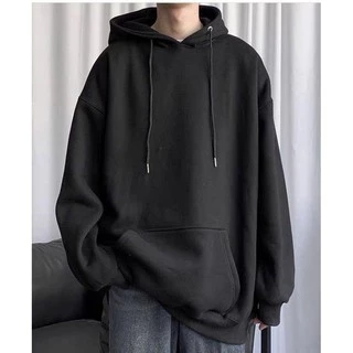 Áo hoodie màu đen nỉ ngoại from rộng