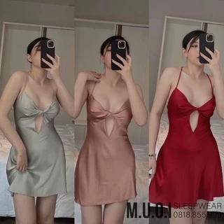 [FREESHIP] Váy ngủ sexy QUẢNG CHÂU- SX 119 -Váy ngủ lua nơ xoắn ngực hottrend sexy QUẢNG CHÂU - hàng có sẵn(video+ ảnh)