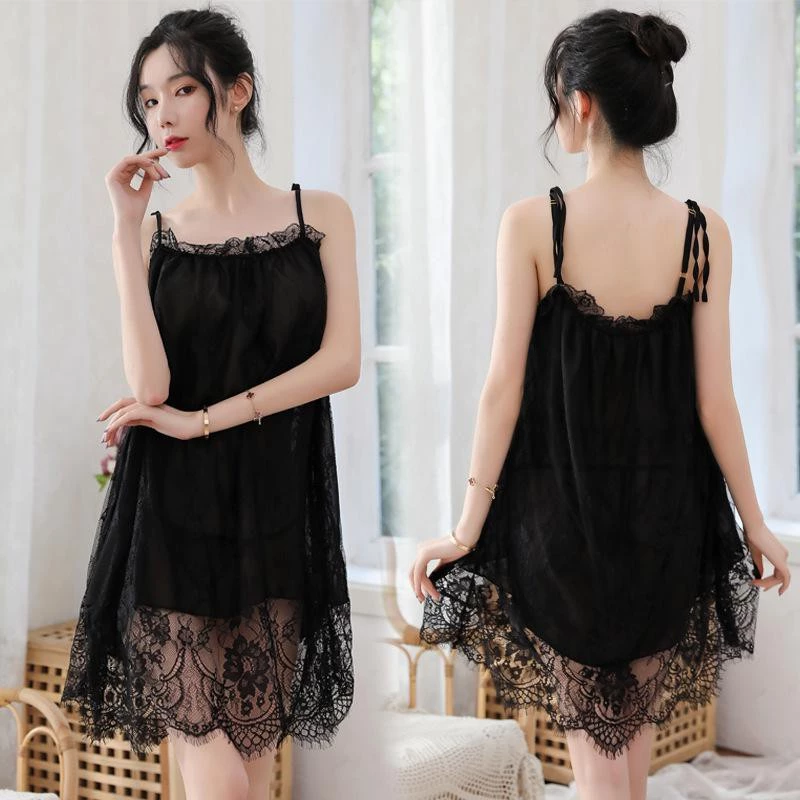 Hàng Cao Cấp Váy Ngủ Công Chúa Hai Dây Phối Ren 2 Lớp 5174 Xinh Lung Linh