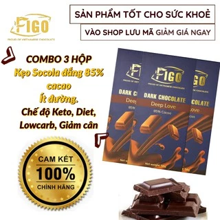 [ĂN VẶT KETO_DIET-COMBO 3 HỘP] Kẹo Socola đen 85% cacao ít đường 50g Figo 3 HỘP