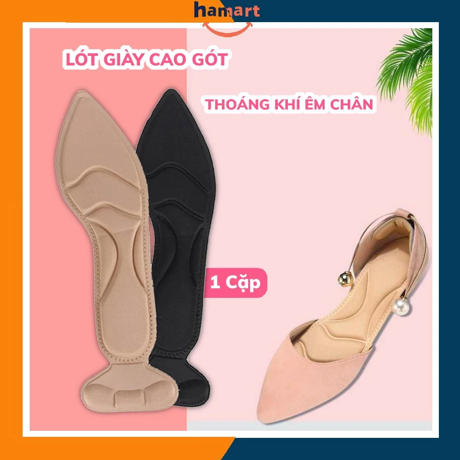 Lót Giày Cao Gót 4D Loại Mũi Nhọn Lót Cả Bàn Chân Êm Ái Thoáng Khí Thấm Hút Mồ Hôi