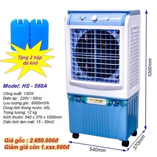 QUẠT ĐIỀU HÒA HƠI NƯỚC HS-588A , QUẠT HƠI NƯỚC ĐIỀU HÒA KHÔNG KHÍ DUNG TÍCH 45L, GIÁ TẠI XƯỞNG