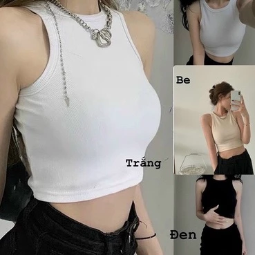 Áo Ba Lỗ Nữ Dáng Croptop Cotton Tăm Trẻ Trung Năng Động Hàng Xuất