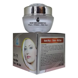 KEM MỤN THÂM MỜ SẸO NGỌC TRAI ĐEN SỮA ONG CHÚA V11 NHẬT VIỆT COSMETICS 16G