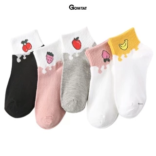 Set 5 đôi vớ nữ cổ ngắn GOMTAT họa tiết cute, chất liệu cotton mềm mịn hút ẩm thoáng khí khử mùi chân -CB082