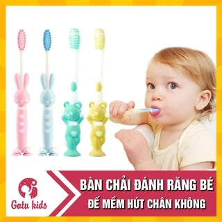 Set 4 Bàn chải đánh răng hình thú cho bé - đế mềm đứng được tiện lợi