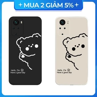 Ốp lưng cạnh vuông Xiaomi Redmi Not 9/Redmi 9A/Poco X3/...viền bảo vệ camera hình Gấu Hello