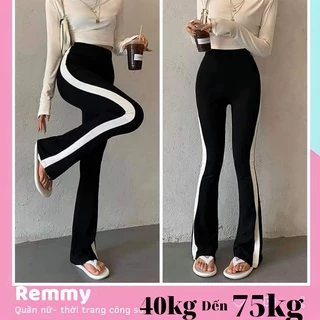 Quần loe sọc lưng thun legging nữ có bigsize chị em béo mập vải co giãn