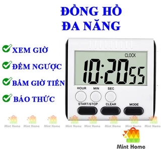 Đồng hồ điện tử để bàn đếm ngược tiến hẹn giờ nấu ăn học tập làm bánh đa năng báo thức âm báo to thời gian tối đa 24 giờ