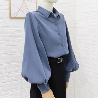 Áo Sơ Mi Cardigan Tay Phồng Dài Dáng Rộng Phong Cách Hong Kong Thời Trang Mùa Xuân Mới Cho Nữ