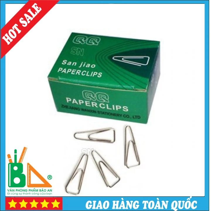 Hộp 100 chiếc Ghim Cài C62 - Kẹp Tài Liệu Tam Giác