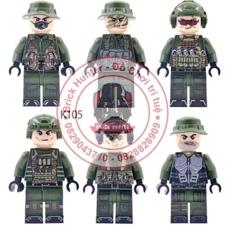 Army minifigures đội 6 lính biệt kích xanh quân đội Mỹ