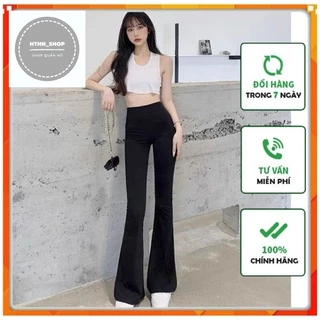 Quần ống loe cạp cao legging dáng dài