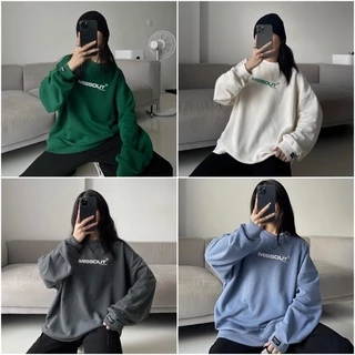 Áo sweater nỉ chân cua Unisex MISSOUT màu XANH LÁ/NÂU/KEM/XÁM 🖤 Nam nữ unisex 🖤 Áo missout tay dài