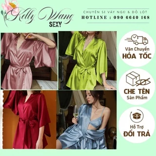 SX872 - (hàng loại 1) Áo Choàng Ngủ lụa Dáng Kimono Nhiều Màu - KELLYWANG