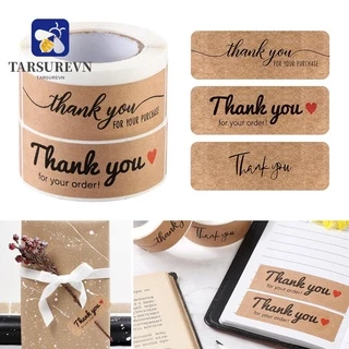 Cuộn 120 miếng dán hình chữ Thank you for your order bằng giấy kraft handmade trang trí gói hàng/gói quà DIY