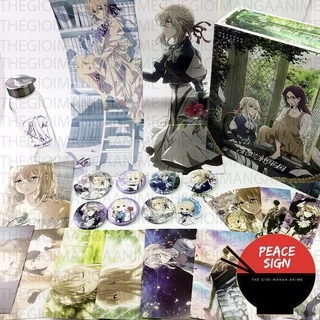 (200) Hộp Quà tặng anime Violet hộp to có bình nước, ảnh dán, vòng tay, ảnh thẻ, postcard anime chibi