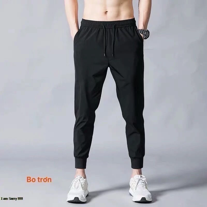 Quần Nam jogger quần Thể thao thể dục nam nữ vải poly co giãn không xù