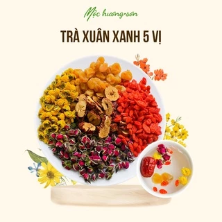 Trà thảo mộc dưỡng tâm an thần Mộc Hương Sơn (Gồm: Long nhãn, táo đỏ, hoa hồng, kỷ tử, cúc vàng) - Hộp 5 gói