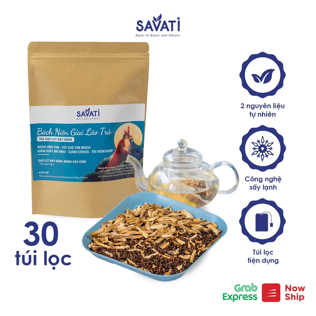 Trà bách niên giai lão SAVATI - chứa gạo lức nảy mầm và mãng cầu xiêm