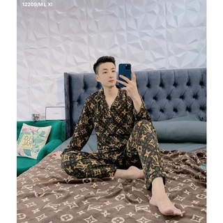 Bộ Pijama Lụa Dài Tay Phù Hợp Cả Nam Và Nữ, Bộ Đồ Ngủ Dài Tay Chất Lụa Cao Cấp Cực Đẹp