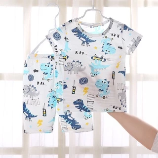 Set đồ ngủ tay ngắn vải cotton mỏng thời trang mùa hè thoáng mát dành cho bé