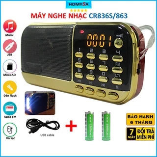 Loa máy nghe nhạc đa năng CRAVEN CR836S nghe kinh pháp mini đài FM đèn Pin flash 2 pin 2200mAh - khe thẻ nhớ - 3W