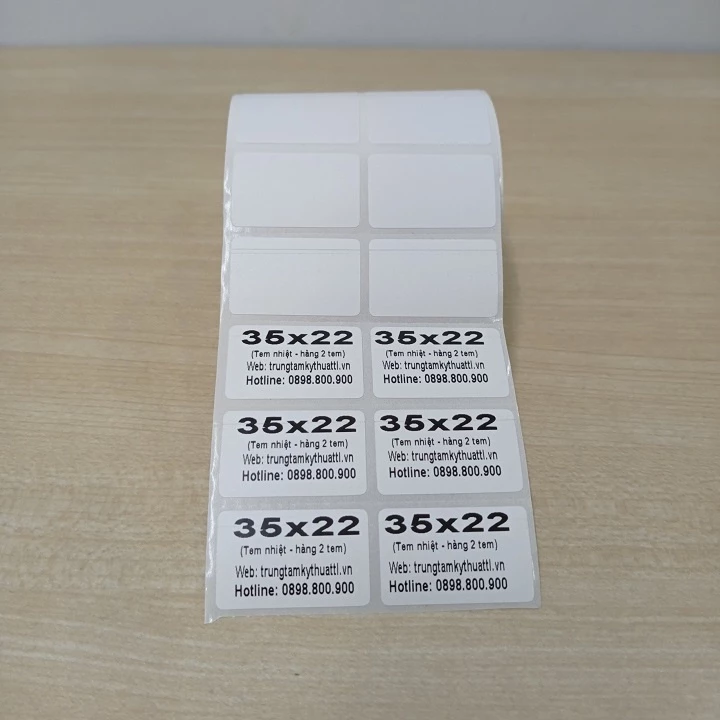 Decal Nhiệt 2 Tem 35x22 mm - Giấy In Mã Vạch 2 Tem (Cuộn 2000 Tem)