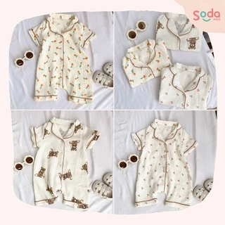 Bộ body cho bé SODA KIDS Bonnie pijama họa tiết Hàn Quốc chất liệu xô muslin mềm, mát ( nhiều màu )