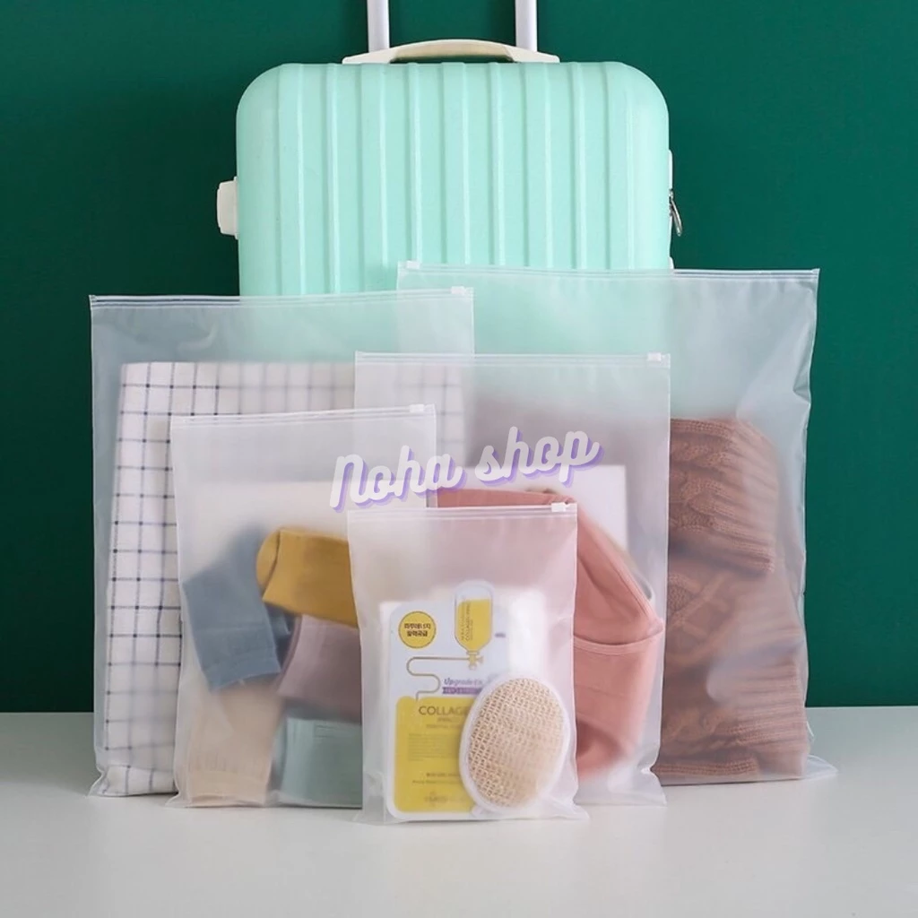 Bộ 5 Túi zip lụa mờ đựng quần áo, mỹ phẩm, giày dép, vớ du lịch / Túi bảo quản quần áo vật dụng