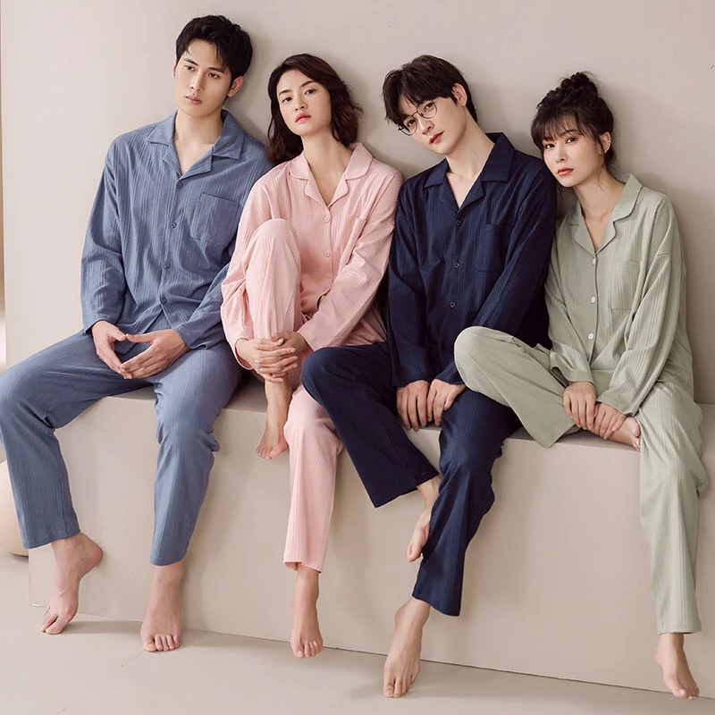 Bộ Đồ Nam Nữ Mặc Nhà Bigbang Luxury Chất Cotton Mỏng Dài Tay - Pyjama Cho Cặp Đôi - Qùa Cưới ý Nghĩa