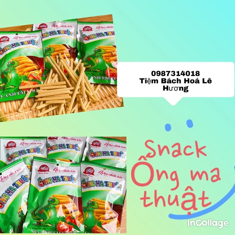 10 gói snack bim bim ống ma thuật