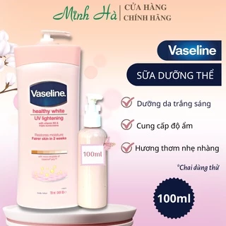 [Chai dùng thử 100ml] Sữa dưỡng thể Vaseline Healthy White UV Lightening Body Lotion bản Mỹ