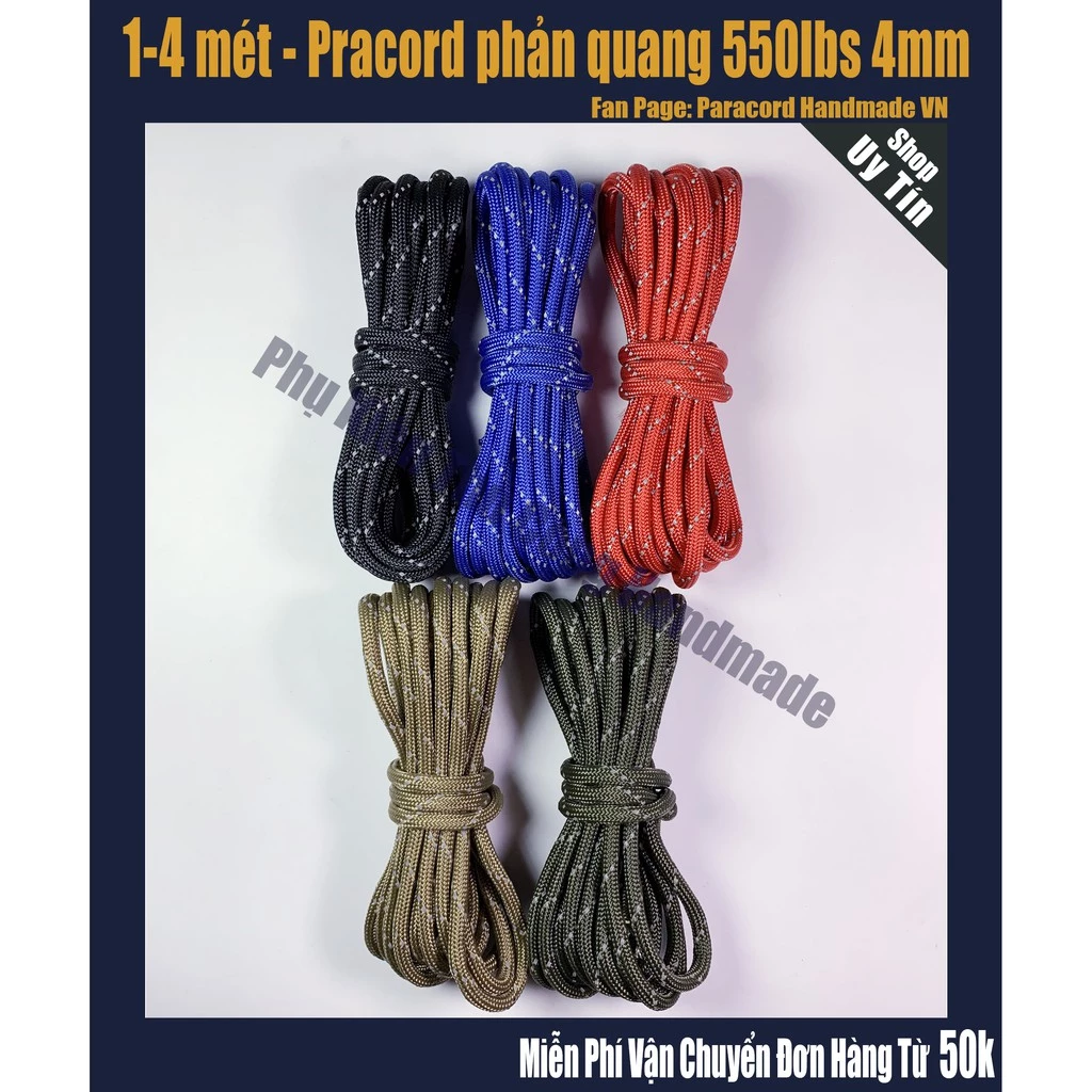 Dây dù Phản Quang paracord sinh tồn 11 lõi 1m-4m