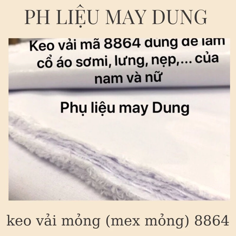 Keo vải 8864( mex vải mỏng) làm cổ áo, lưng, nẹp : giá 1 mét