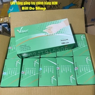 Găng Tay Cao Su Y Tế Không Bột Vglove Khải Hoàn - 100 Cái Màu Kem Trắng Size S,M,L