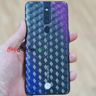 Skin Dán Mặt Sau Lưng Vân 3D OPPO F11 - F11 pro - Carbon. Hình hộp. Nhám - Vân da