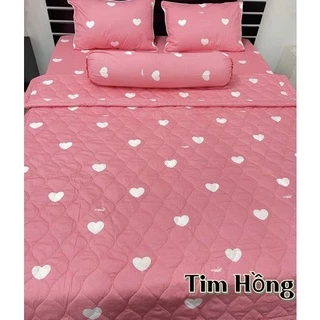 Drap Cotton 100%, ga trãi giường chính hãng cotton 100% thoáng mát thấm hút mồ hôi TIM HỒNG