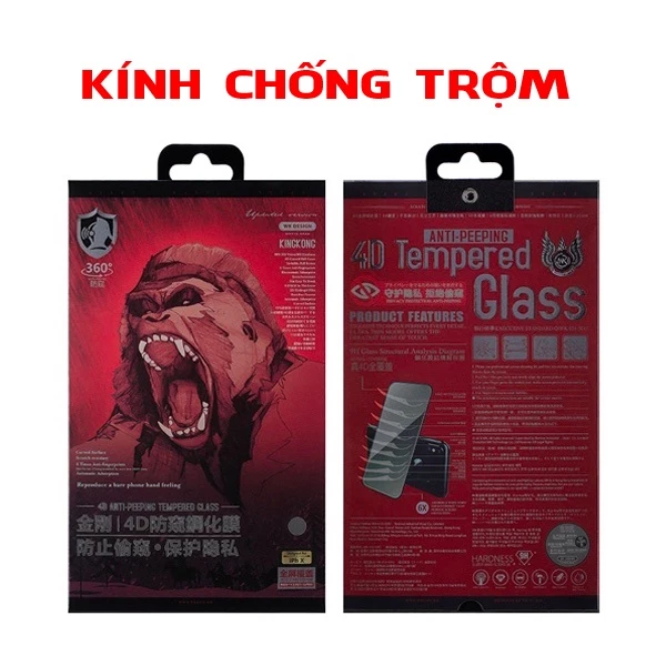 Cường Lực KINGKONG Full Màn Chống Nhìn Trộm - Chính Hãng