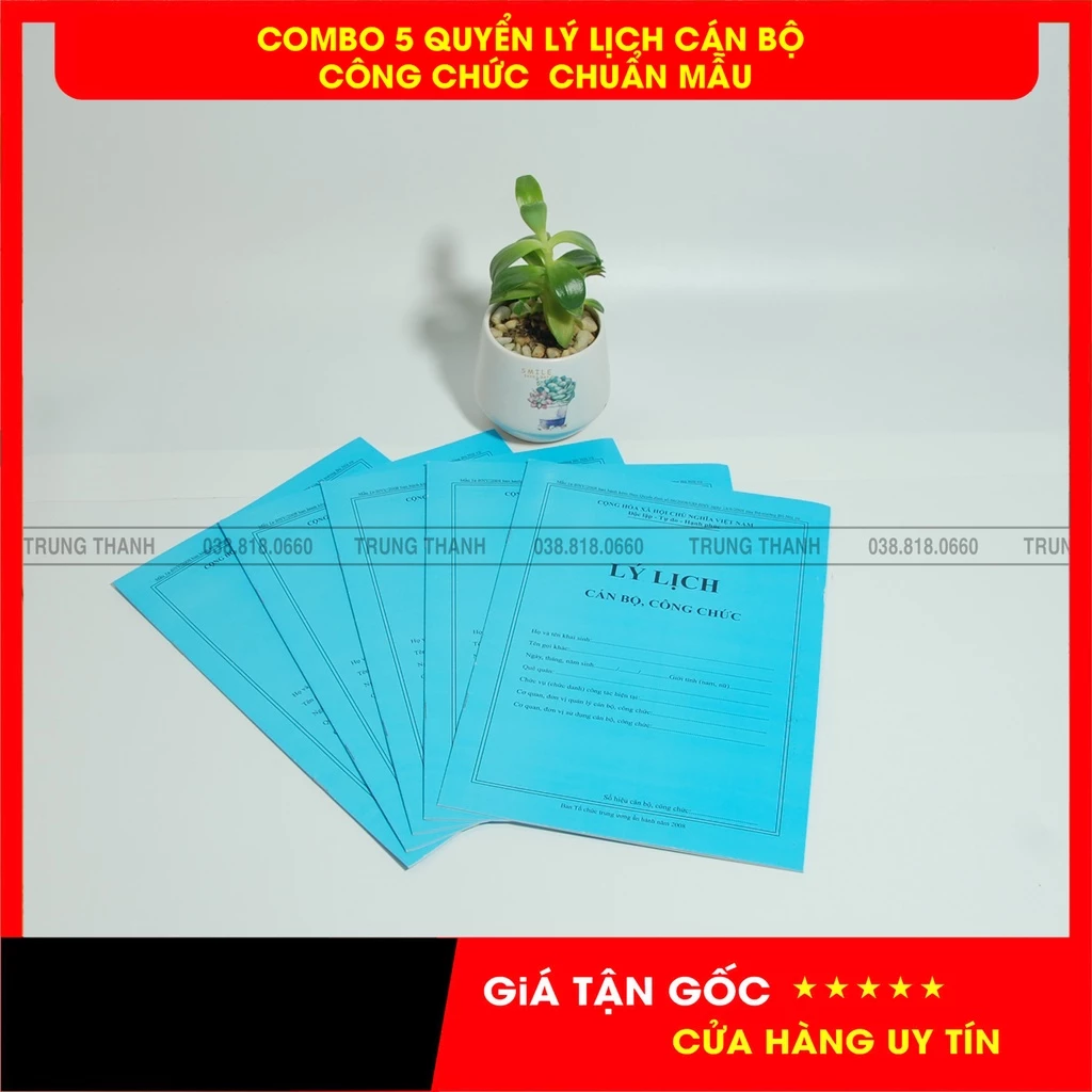 [COMBO] 5 Quyển lý lịch cán bộ, công chức mẫu 1a-BNV