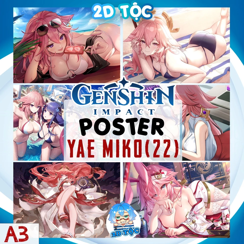 TRANH POSTER A3 DÁN TƯỜNG YAE MIKO (22) GAME GENSHIN - 2D TỘC SHOP