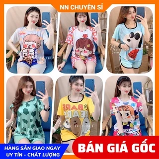 Đồ bộ nữ mặc nhà chất thun mềm mịn mát in hình bò sữa in hình hoạt hình dễ thương BTT thun đùi tổng hợp