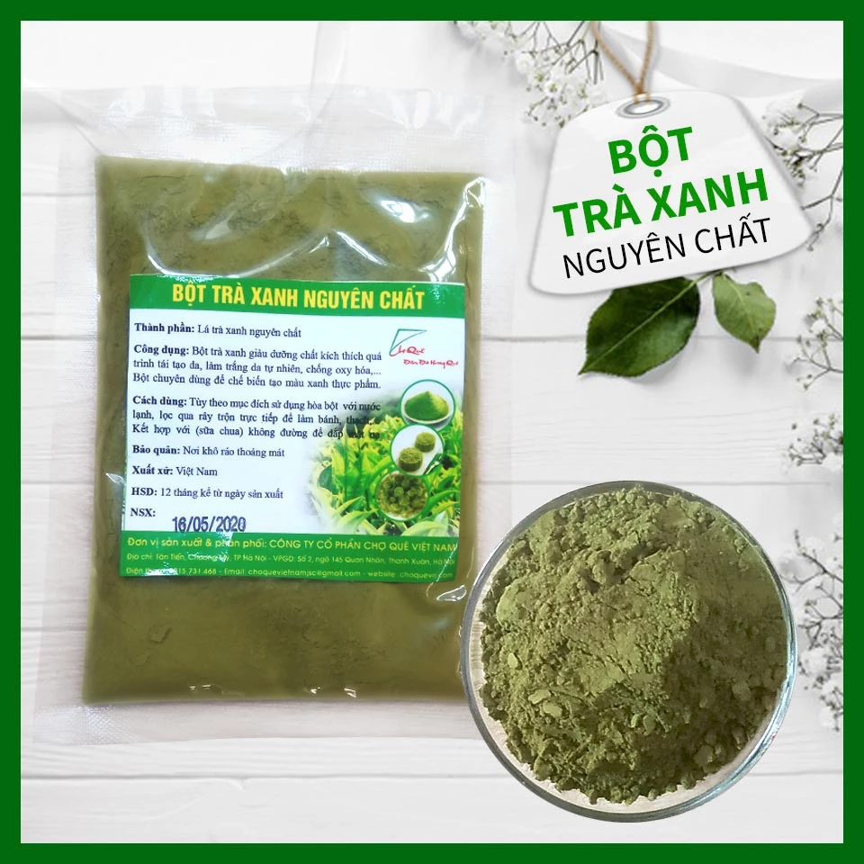 Bột Trà Xanh Bột Tạo Màu Thực Phẩm Tự Nhiên Rau Củ Nguyên Chất Gói 50gr Chợ Quê