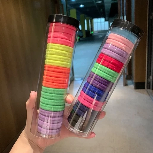 Dây buộc tóc🍀FREESHIP🍀sét 20 chun cột tóc bằng vải nhiều màu sắc kèm ống đựng trong suốt