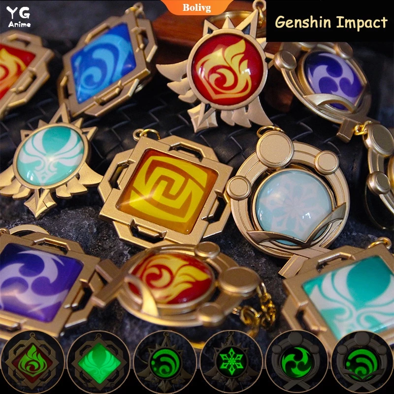 Móc khóa dạ quang 7 yếu tố phong cách vật game Genshin Impact Vision Lnazuma Ganyu Keqing Wendi Xiao độc đáo