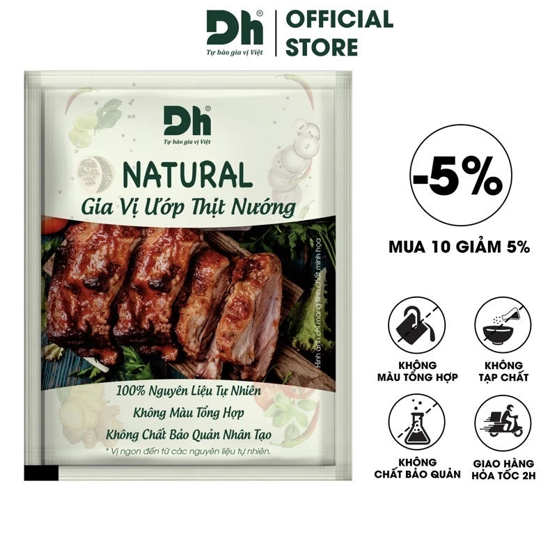 Gia vị ướp thịt nướng Natural Dh Foods nêm nếm sẵn BBQ cho món ăn thơm đậm vị 10Gr