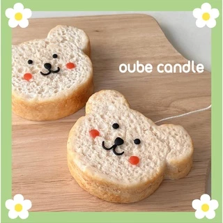 Nến Thơm Tinh Dầu Hình Bánh Sandwich Mặt Gấu Đáng Yêu - Quà tặng dễ thương decor Hàn Quốc 6.6x5.5x2cm | Oube Candle NT23