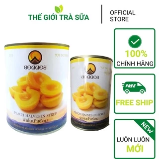 Đào lon ngâm Thái lan quả to giòn ngọt dùng để pha trà đào Chính hãng (820g) -  đào hộp đào hủ đào ngâm